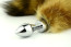 Natural red fox tail with stainless steel silver bullet plug