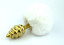 White rabbit tail with stainless steel twist gold plug