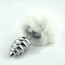 White rabbit tail with stainless steel twist silver plug