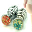 Stainless Steel Silver Twist Anal Plug with flower foundation