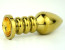 Stainless Steel Gold Spiral Anal Plug with Jewelry