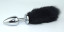 Black bunny tail with stainless steel silver anal plug