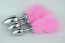 Pink bunny tail with stainless steel silver anal plug